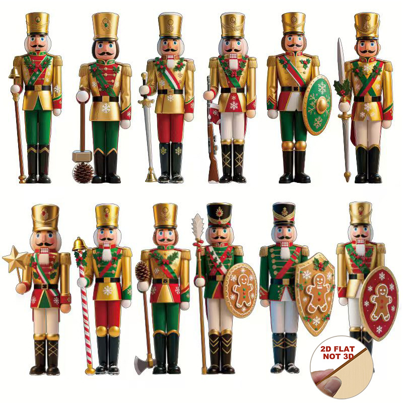 Nutcracker Figurine - 2D Düz 12 Adet Ahşap Fındıkkıran