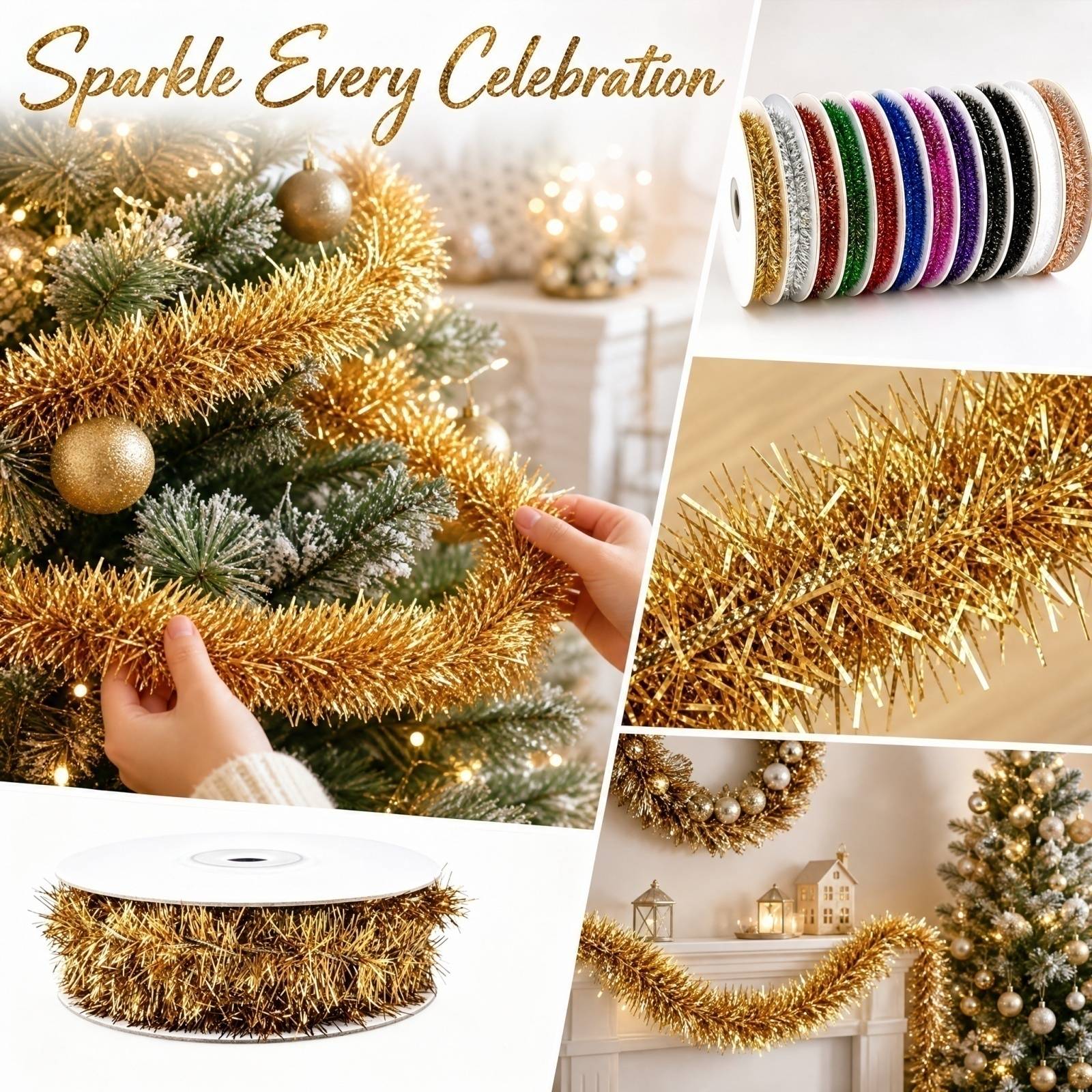 Tinsel Garland Decoration - Plastik Tel Çelenk 5m Uzunluğunda 9