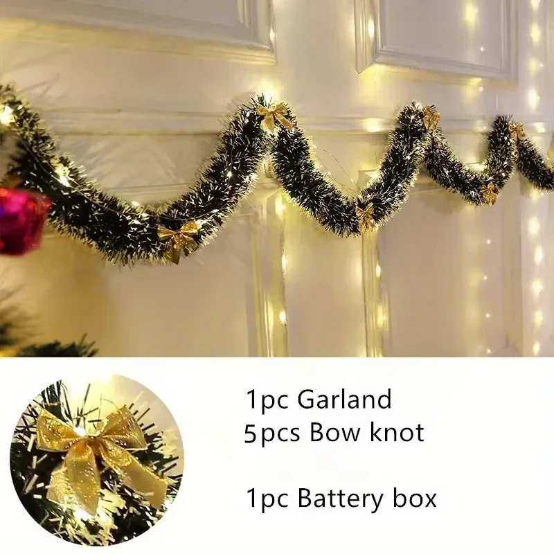 Tinsel Garland Decoration - 2M LED Işıklı Noel Çelenk Süsü